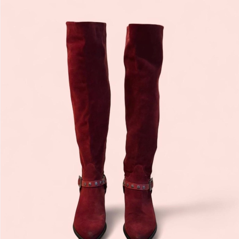 Venezia Burgundy Over the Knee Boots